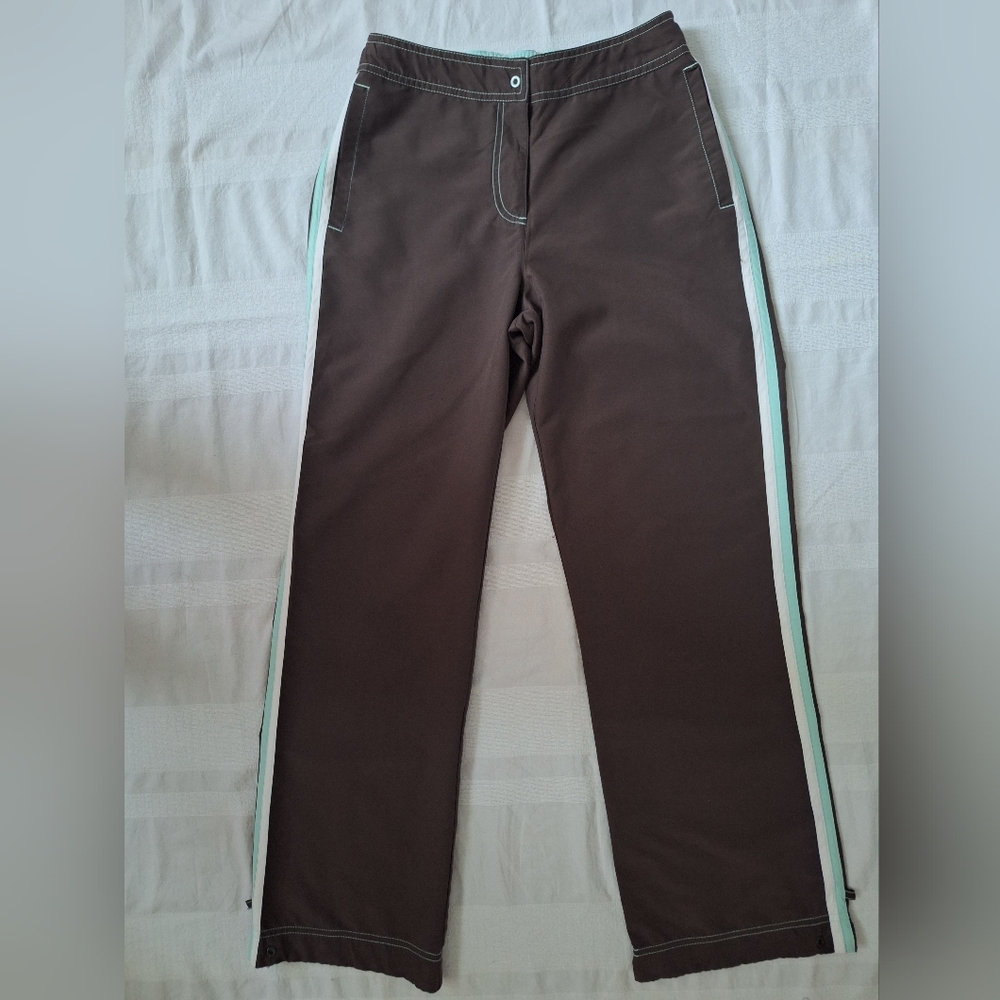 GreenTea Brown Wide Leg Pants with White Accents - Picture 10 of 10